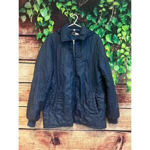 Vintage Sears Work and Leisure Puffer Jacket Coat w Hood Nylon Men's Large TALL